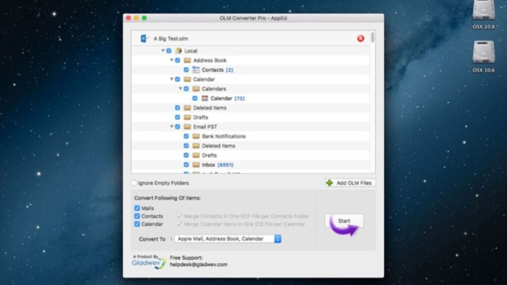 Convert OLM to Apple Mail